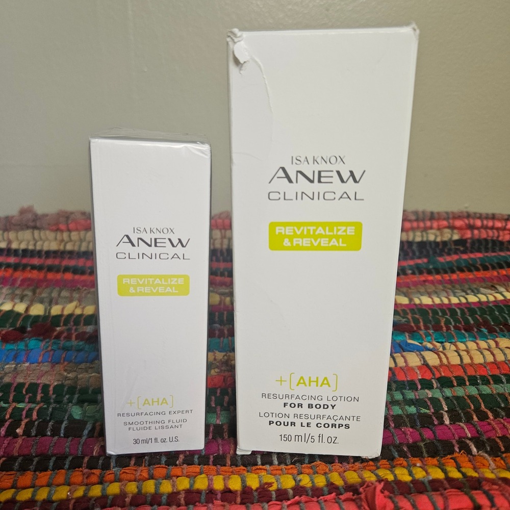 NEW Isa Knox Avon Anew Clinical +[Aha] Resufacing‎ Lotion & Smoothing Fluid NIB